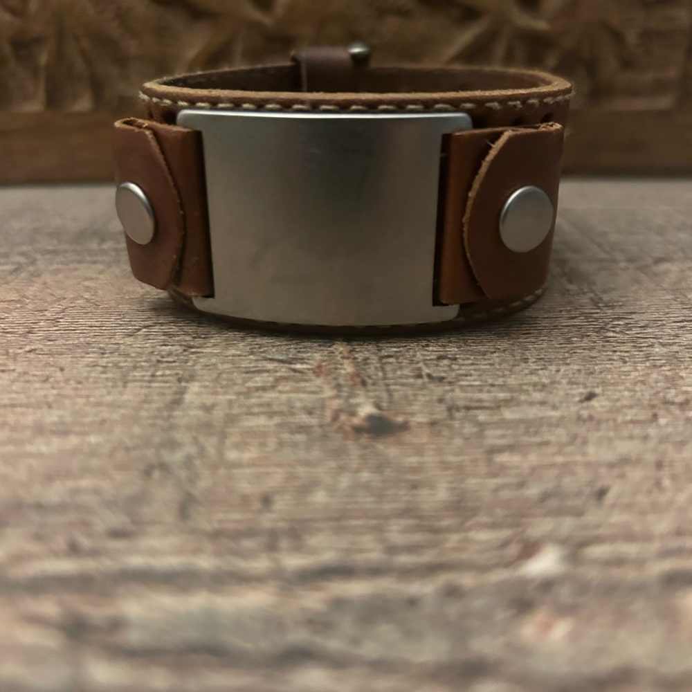 Fossil brown leather cuff band